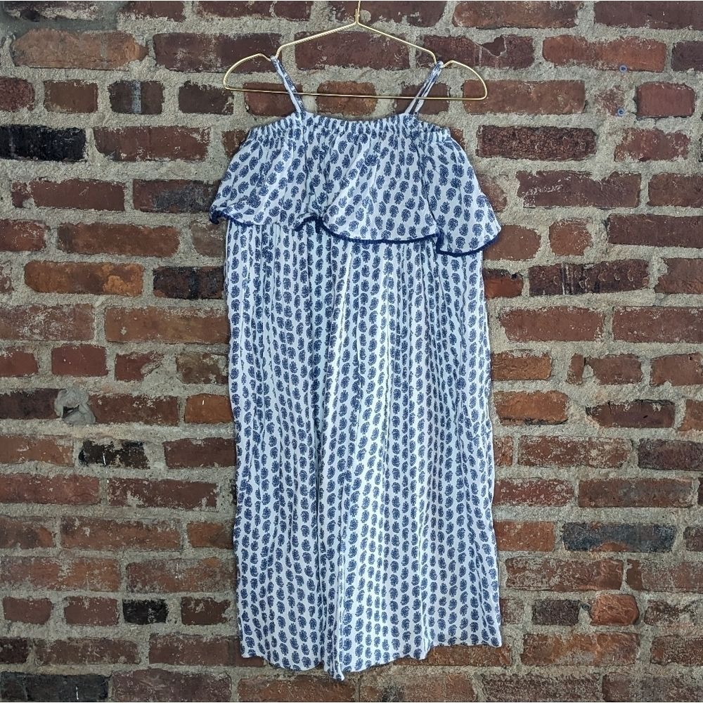 Polo Ralph‎ Lauren Blue White Paisley Print Ruffle Sundress Summer Dress Size 10